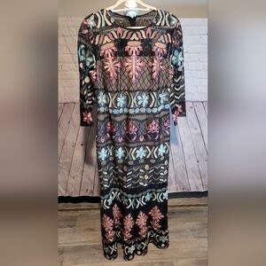 Mikal Aghal Embroidered Floor Length Dress Size 14